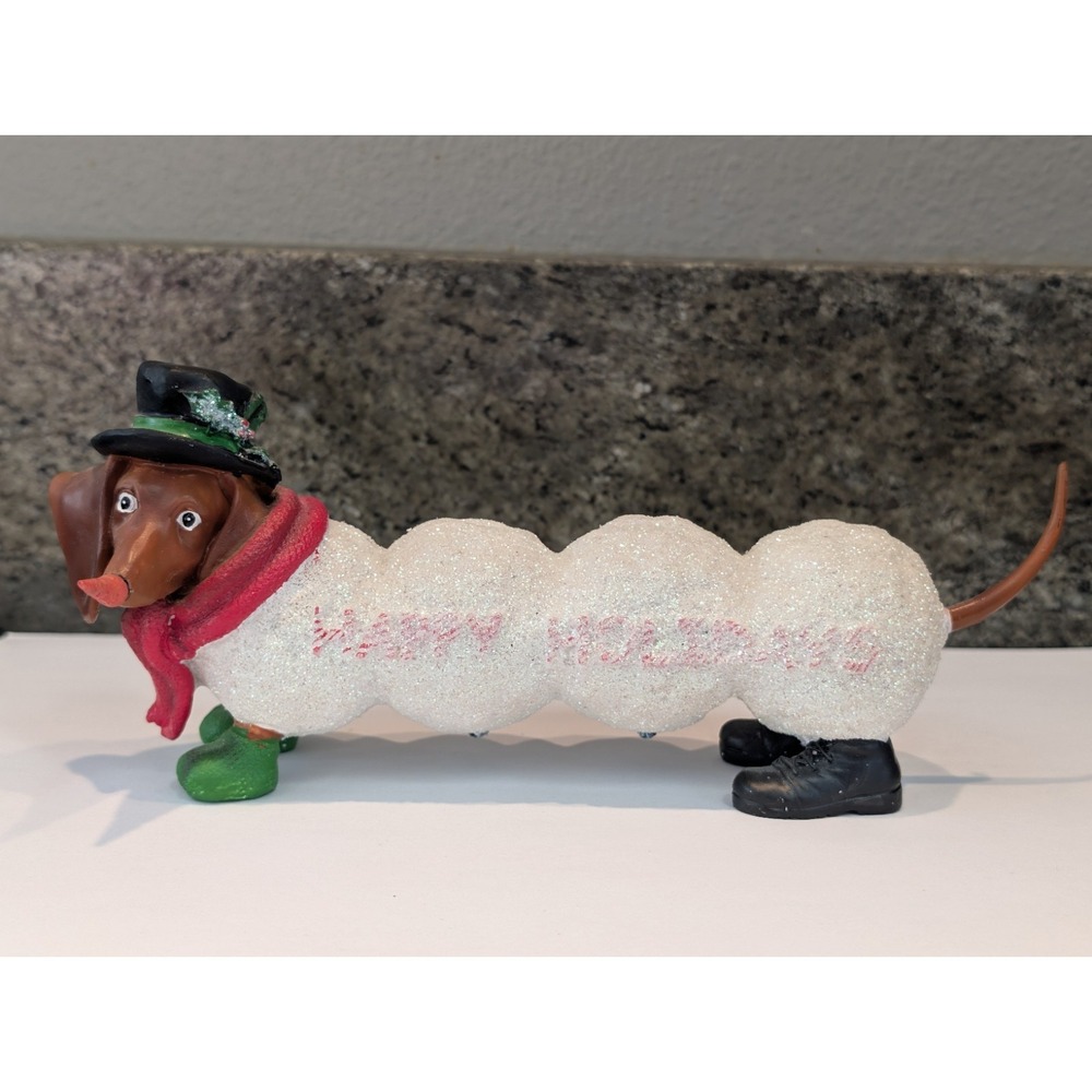 Westland Hot Diggity Dog Dachshund Figurine Snow Doxie #16575 Snowman Holidays